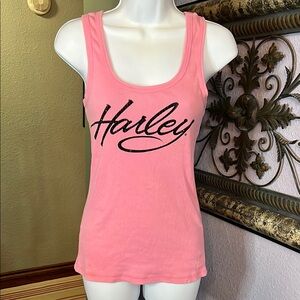 Harley-Davidson Pink Tank Top - Black rhinestone graphics- Sz S/M